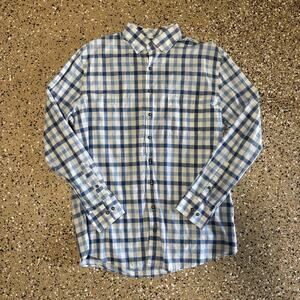 Johnnie O Top Shelf Flannel Button Up Shirt Mens Large Royal Blue Plaid Benedict